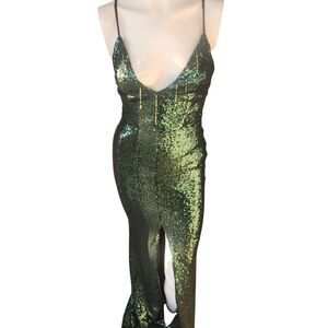 Windsor Formal Allover Sequin Mermaid Maxi Dress Junior SZ Medium Sexy Glam Prom